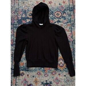 AG Adriano Goldschmied Black Hooded Puff Shoulder‎ Walker Hoodie Size Small
